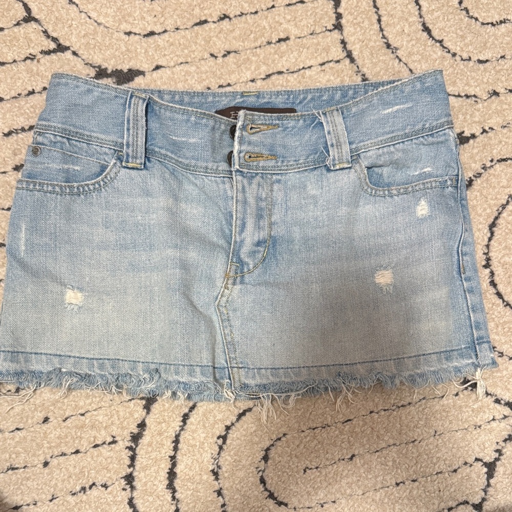 Hollister Light Blue Distressed Mini Skirt